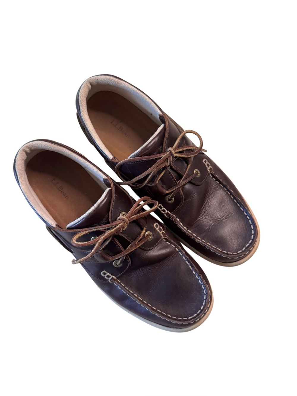 L.L. Bean Classic Brown Leather Men's Moccasin Boat Shoes Size 12M
